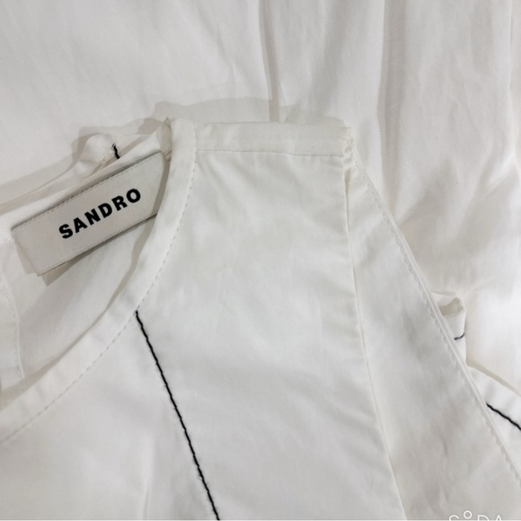 Sandro NWT White Midi Dress with Floral Detail - Picture 7 of 7